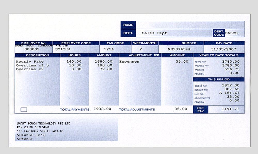 Payslip - Smart Touch Technology : Biometric & HR Solution